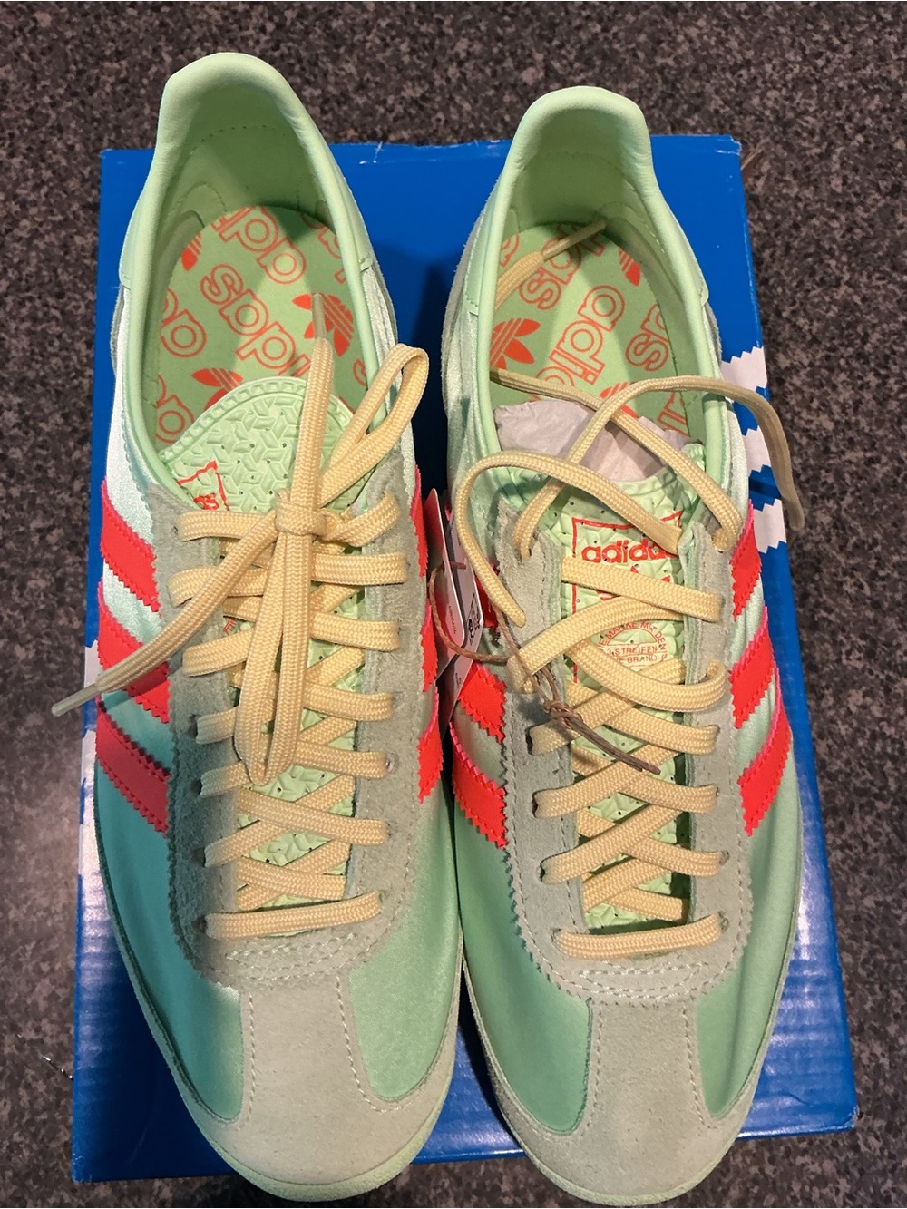 adidas  SL 72OG Women's Mint Green Sneakers with Coral Stripes size 7.5
